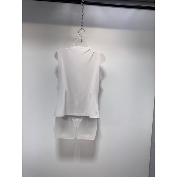Calvin Klein Draped Neckline Sleeveless Knit Top White Women’s Size XL - Picture 2 of 5